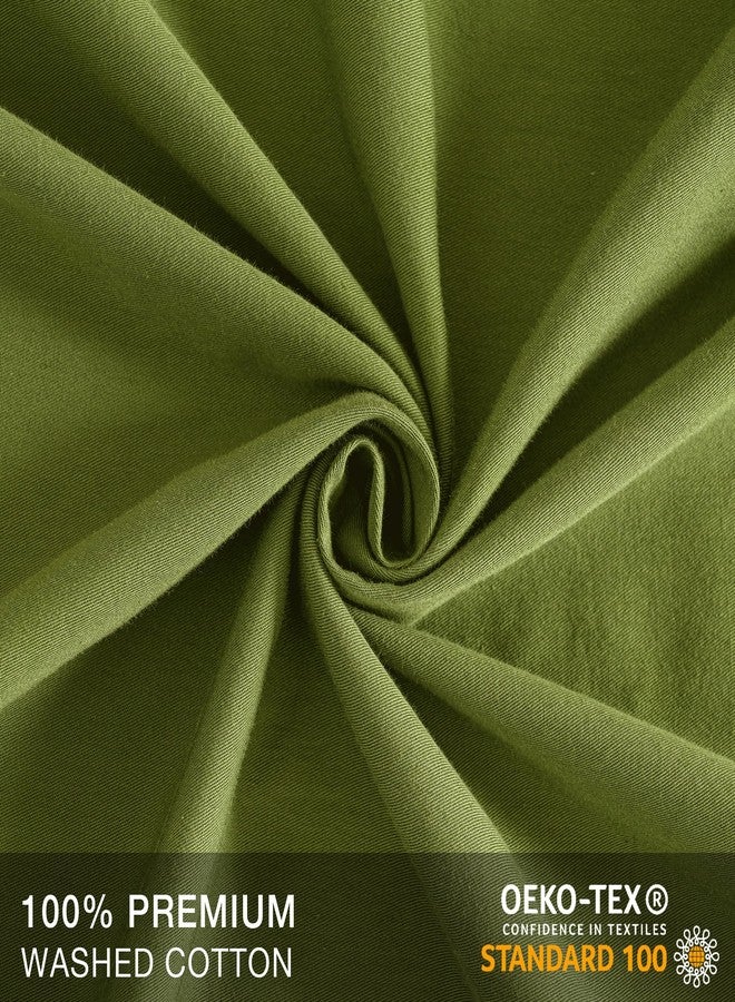 JELLYMONI Christams Pillowcases Standard Set of 2 Cotton Envelope Pillow Covers Avocado Green 20×26in Bed Pillow Cases 100% Washed Cotton Soft Breathable (Pillows are not Included) - Image 3